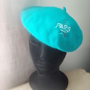 Turquoise 'Paris' Wool Beret - Women Accessories